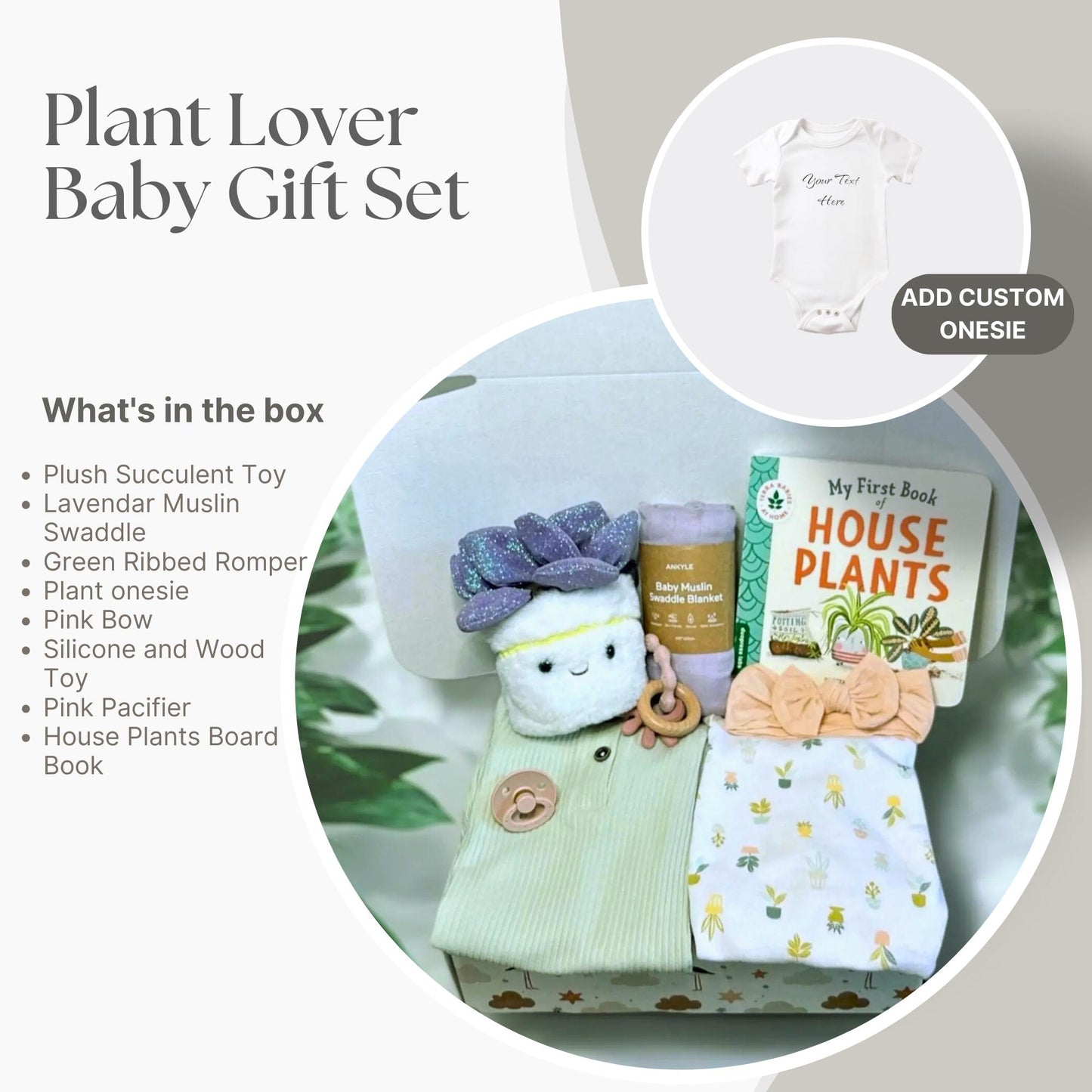 Baby Girl Plant Gift Box | Botanical Baby Shower Present | Baby Outfit Set with Plant Decor | Custom Nature Themed Baby Gift Basket - Hey Baby Box