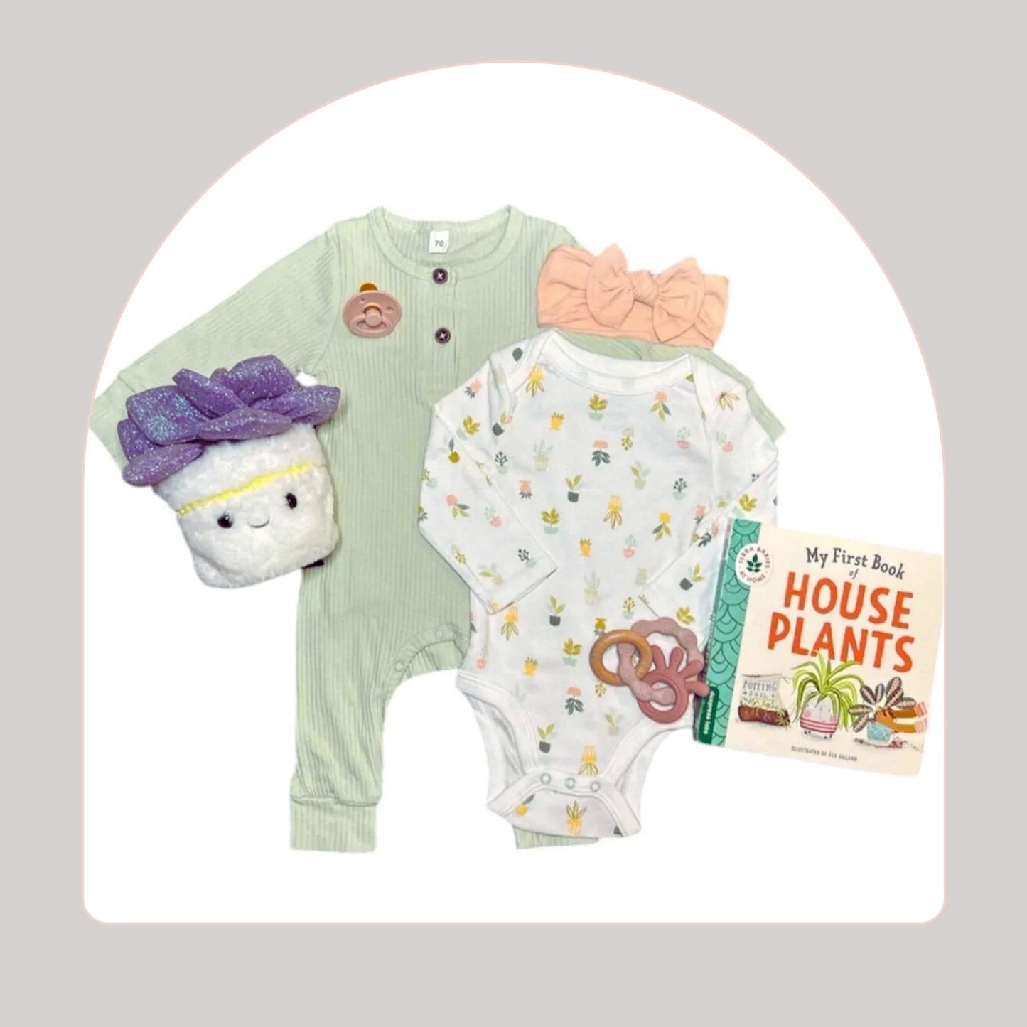 Baby Girl Plant Gift Box | Botanical Baby Shower Present | Baby Outfit Set with Plant Decor | Custom Nature Themed Baby Gift Basket - Hey Baby Box
