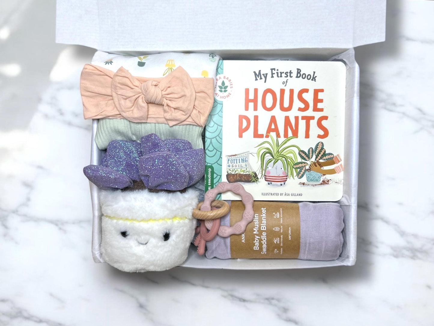 Baby Girl Plant Gift Box | Botanical Baby Shower Present | Baby Outfit Set with Plant Decor | Custom Nature Themed Baby Gift Basket - Hey Baby Box