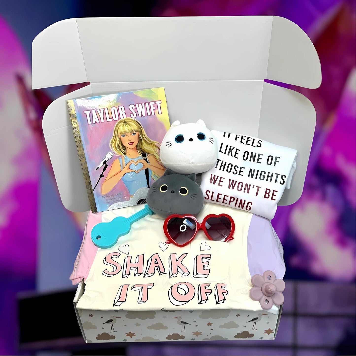 Taylor -Themed Baby Gift Box| Shake It Off Onesie | Music Lover Baby Gift | Swiftie Baby Shower Gift, Personalization Available - Hey Baby Box