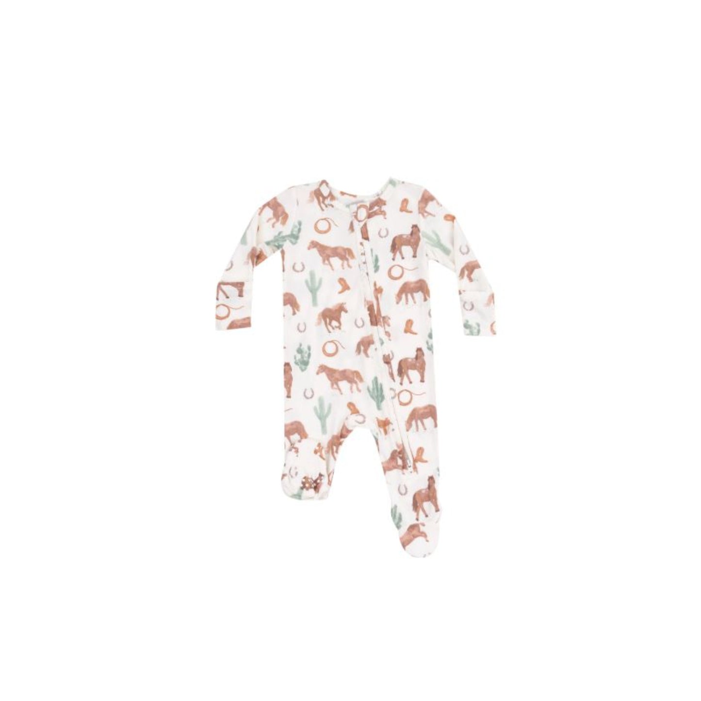 Baby onesie with animal pattern on a white background
