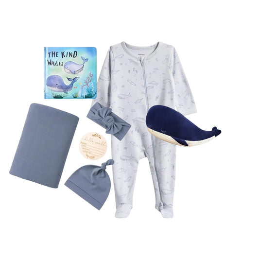 Ocean Theme Baby Gift Set - Whale and Sailing - Hey Baby Box