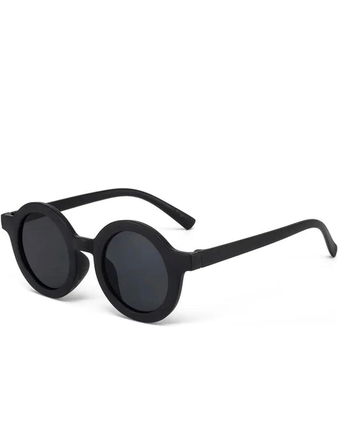 Black round sunglasses on a white background