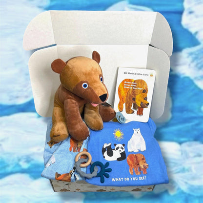 Brown Bear - Eric Carle Baby Gift Box | Adorable Baby Gift Basket, Welcome Baby Gift, Unique Unisex Gifts, Personalization Available - Hey Baby Box