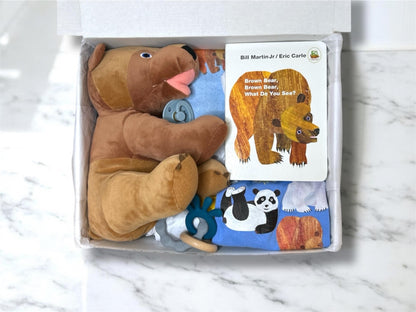 Brown Bear - Eric Carle Baby Gift Box | Adorable Baby Gift Basket, Welcome Baby Gift, Unique Unisex Gifts, Personalization Available - Hey Baby Box