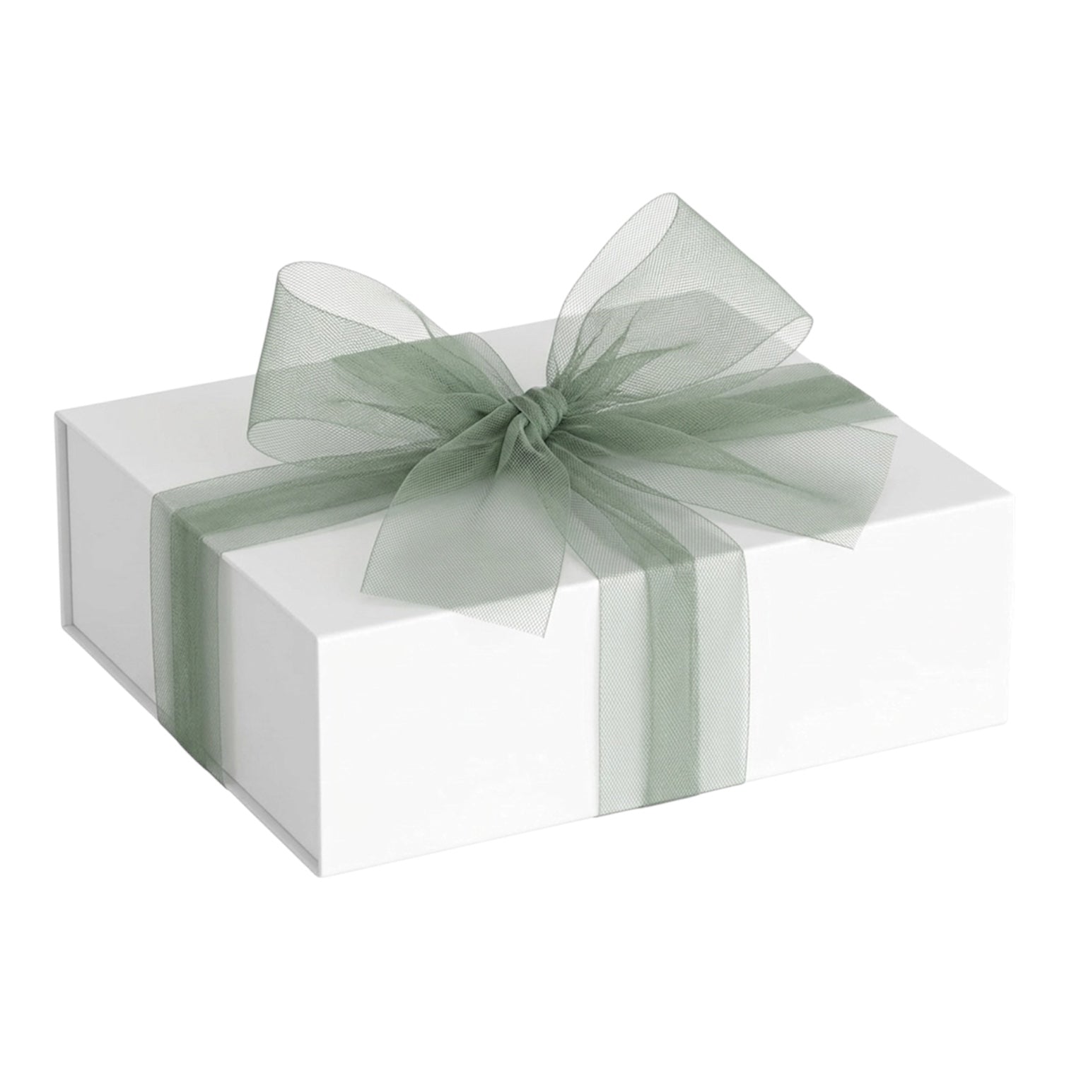 gift box with a green bow on a white background