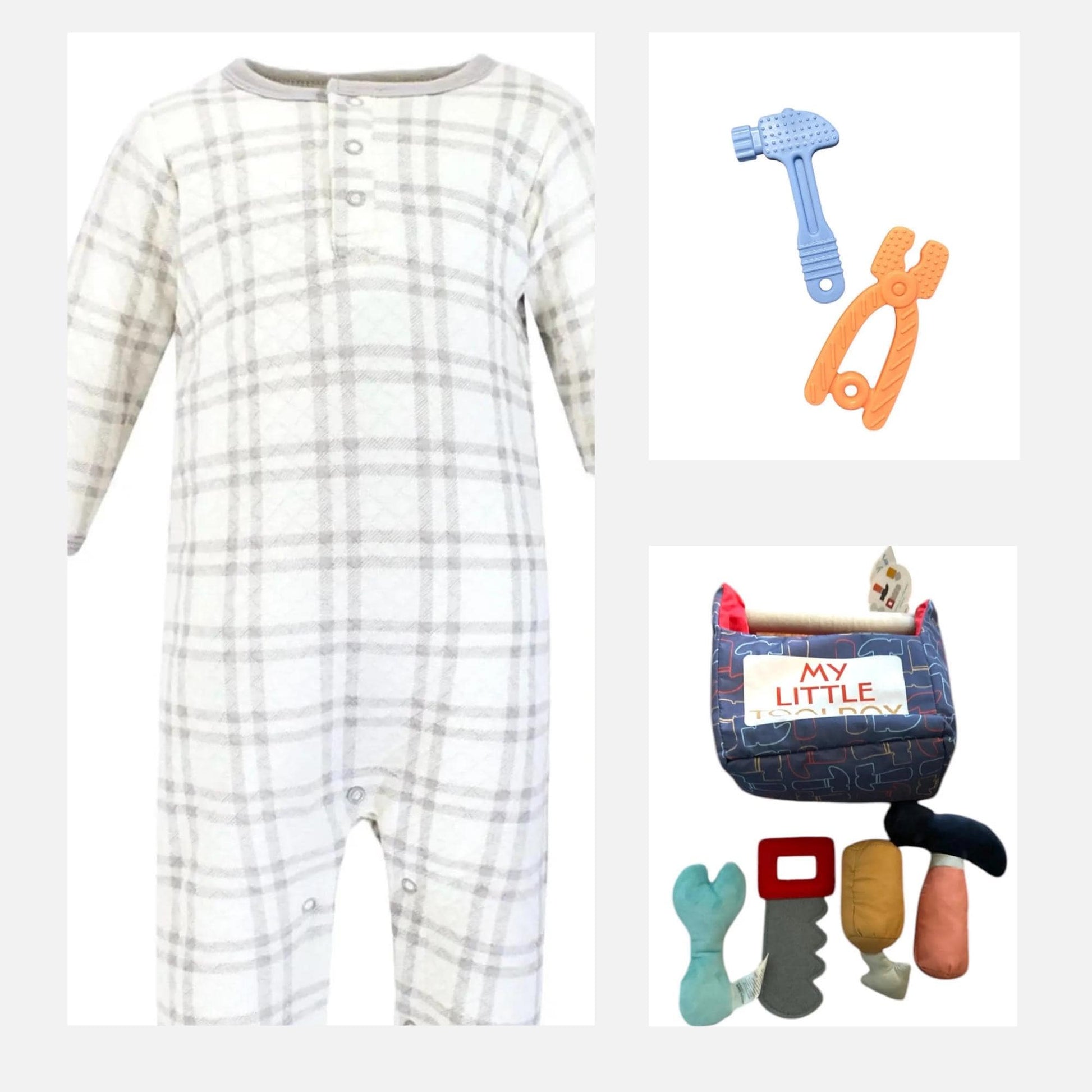 Construction Baby Gift Box | Tool Theme Baby Boy Set | Angel Dear | Builder Baby Shower Bundle, Baby Boy Gift, Personalization Available - Hey Baby Box