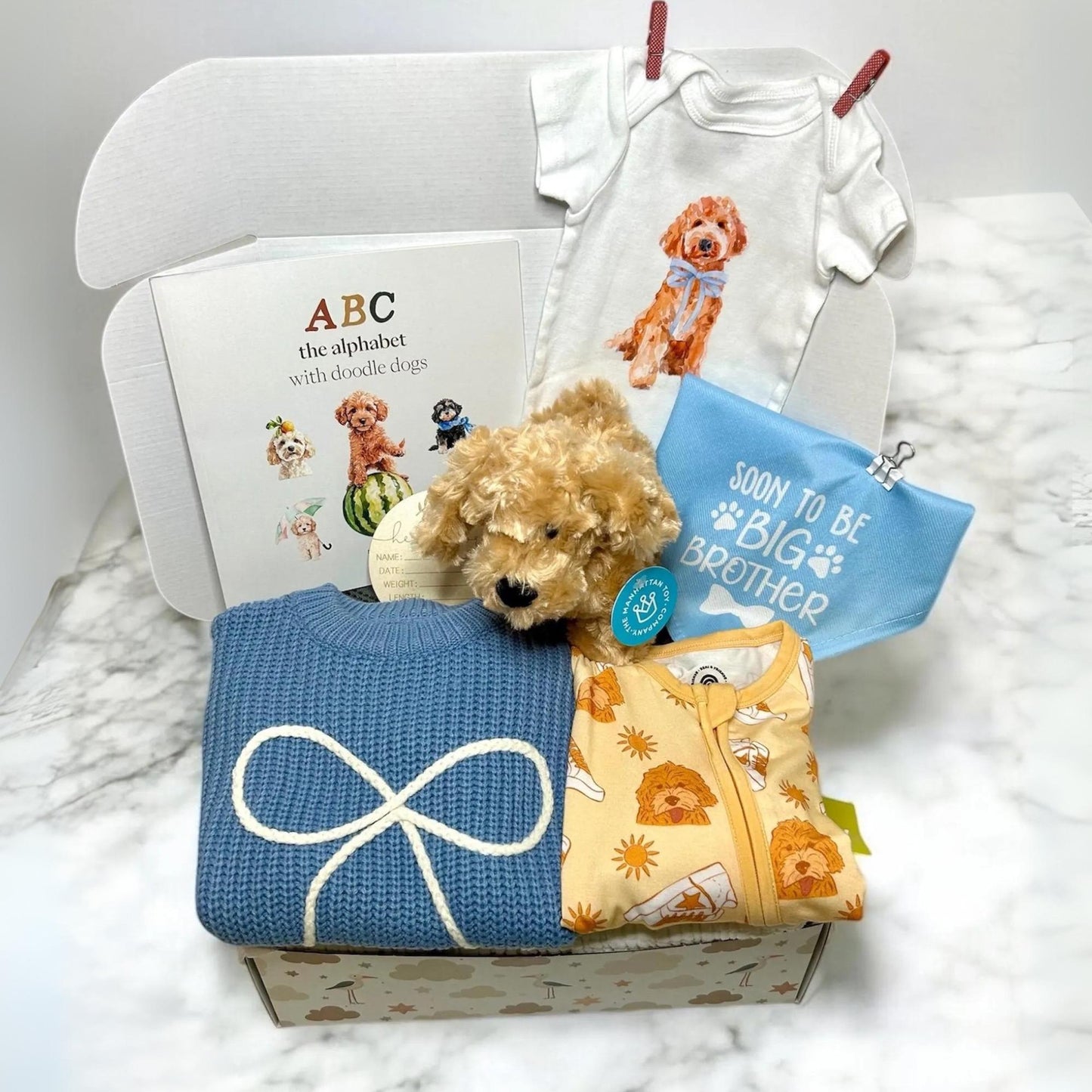 Dog Theme Baby Gift Box with a Personal Touch - Pick your Breed - Made to Order - Personalized Baby Gift - Hey Baby Box