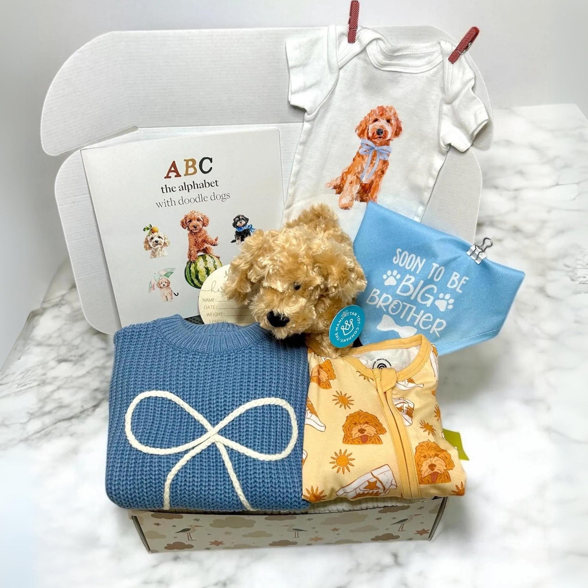 Dog Theme Baby Gift Box with a Personal Touch - Pick your Breed - Made to Order - Personalized Baby Gift - Hey Baby Box