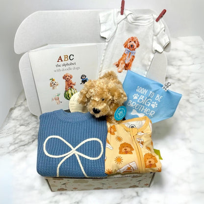 Dog Theme Baby Gift Box with a Personal Touch - Pick your Breed - Made to Order - Personalized Baby Gift - Hey Baby Box