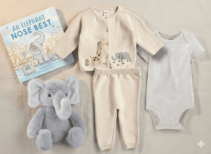 Safari Theme Baby Gift Box Elephant and Giraffe