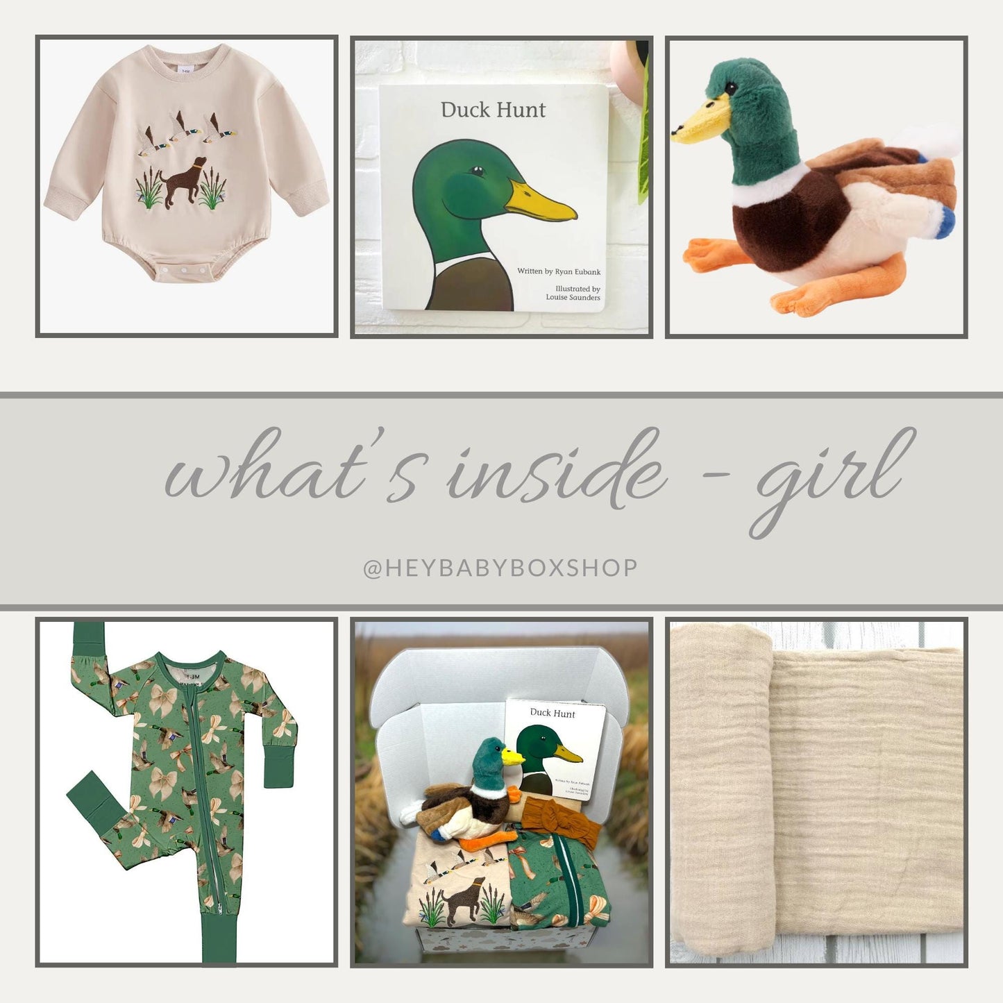 Hunting Baby Gift Set | Nature-Inspired Duck & Lab Clothing | Girl, Boy-Neutral Options + Plush Toy |  Personalization Available - Hey Baby Box