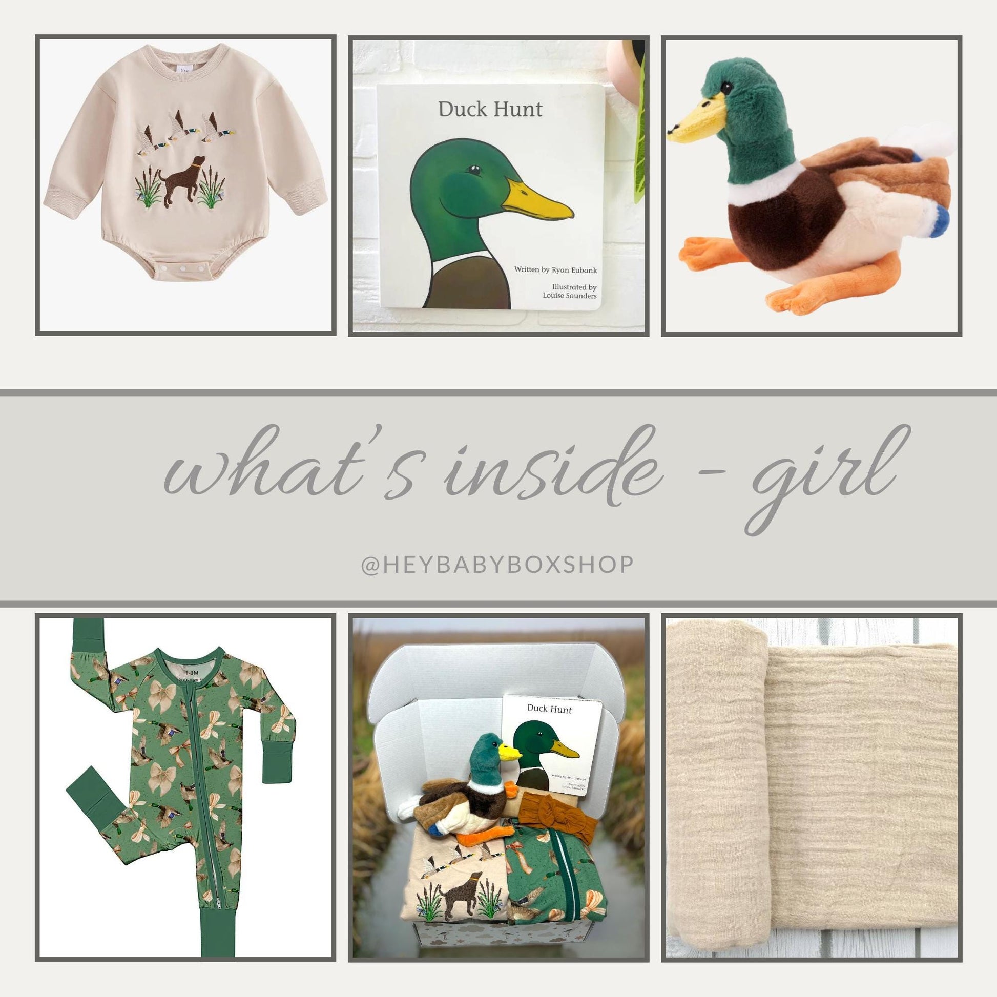 Hunting Baby Gift Set | Nature-Inspired Duck & Lab Clothing | Girl, Boy-Neutral Options + Plush Toy |  Personalization Available - Hey Baby Box