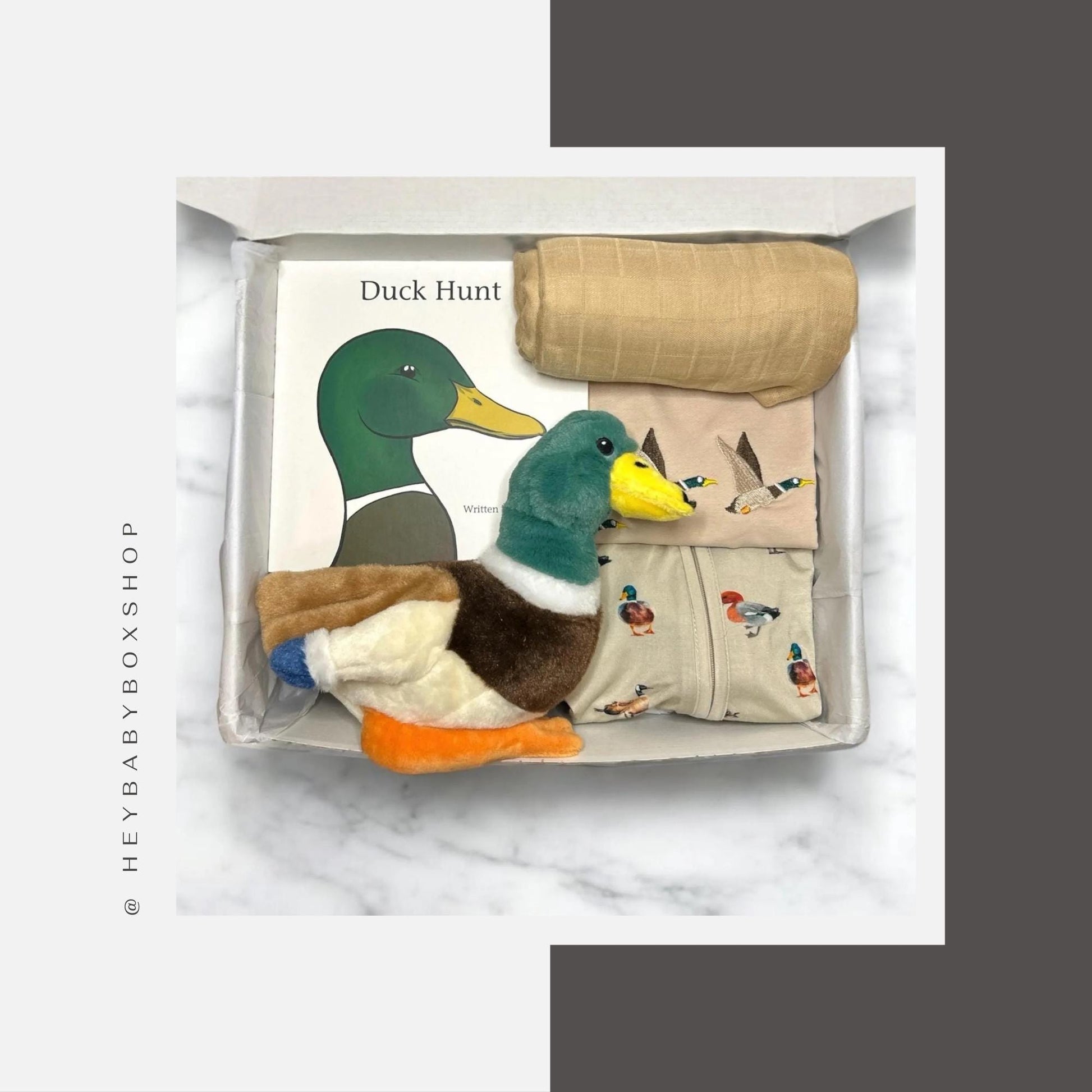 Hunting Baby Gift Set | Nature-Inspired Duck & Lab Clothing | Girl, Boy-Neutral Options + Plush Toy | Personalization Available - Hey Baby Box
