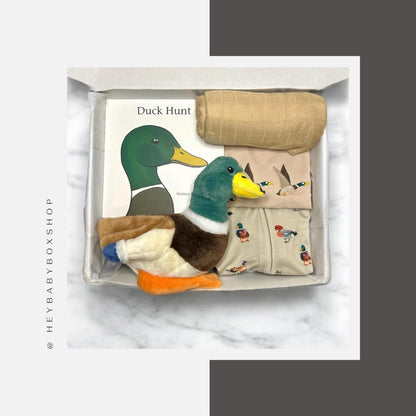 Hunting Baby Gift Set | Nature-Inspired Duck & Lab Clothing | Girl, Boy-Neutral Options + Plush Toy | Personalization Available - Hey Baby Box