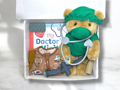 Medical Baby Gift Set - Doctor Nurse RN ARNP - Personalized Bamboo Pajamas with Plush Teddy - Healthcare Professional New Parent Gift - Hey Baby Box