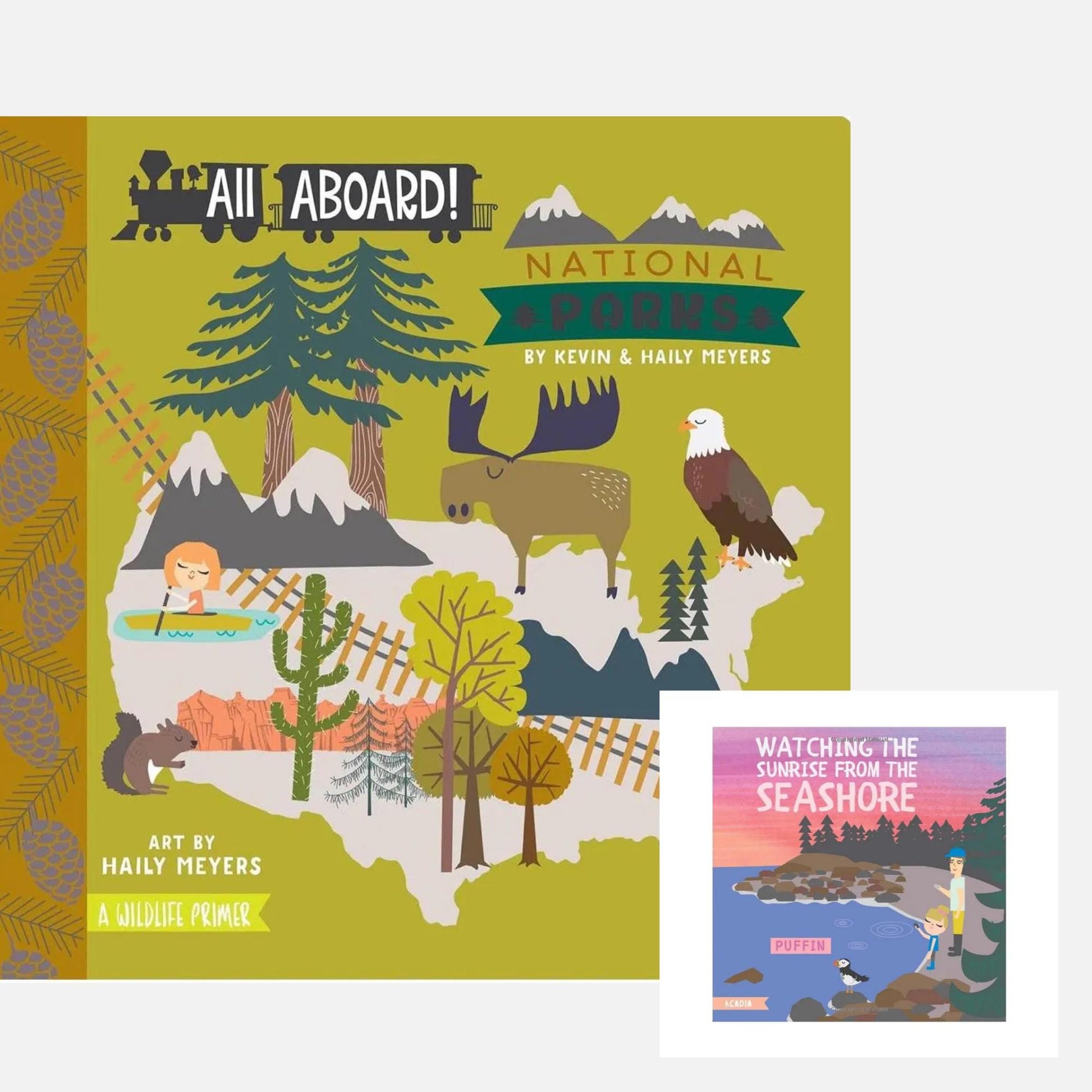 National Parks Theme Gift Box with Book and Angel Dear Parks Romper Set | Park Ranger Onesie | Nature Parents | Personalization Available - Hey Baby Box