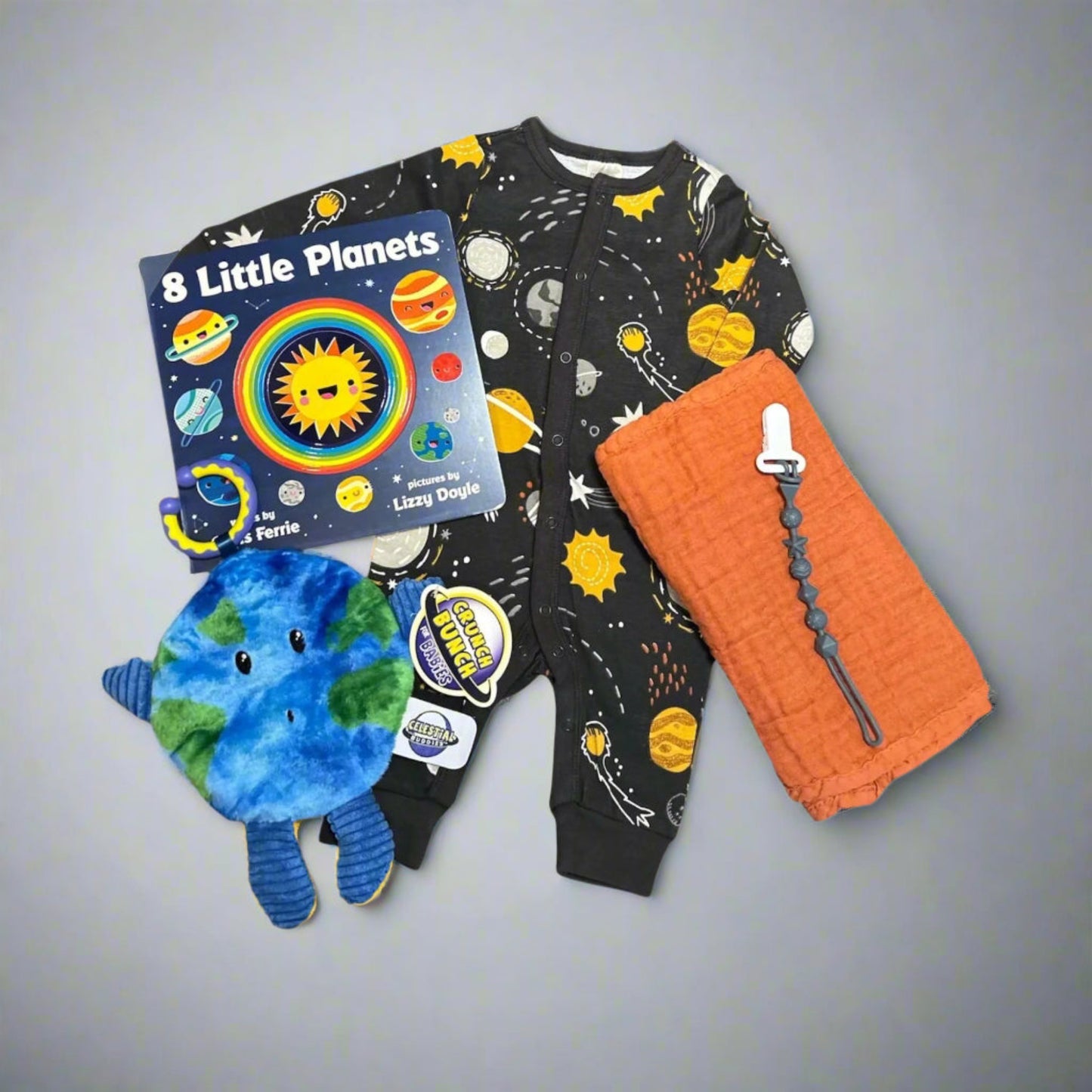 Space Baby Gift Box - Solar System Set - Planets Stars Astronaut Nursery Gift - Galaxy Themed Welcome to Earth Unisex Baby Shower - Hey Baby Box