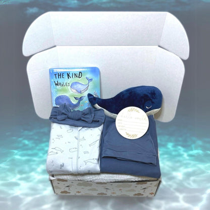 Under the Sea Baby Box| Adorable Whale-Themed Newborn Gift Set | Unisex Baby Shower Gift Set with Personalization Available - Hey Baby Box