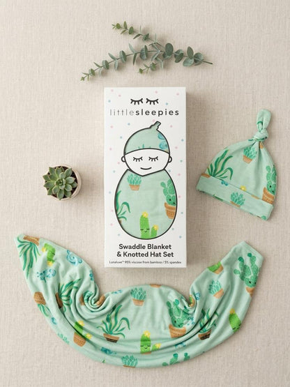 Plant Lover Baby Shower Gift Box | Little Sleepies Swaddle Set Succulents