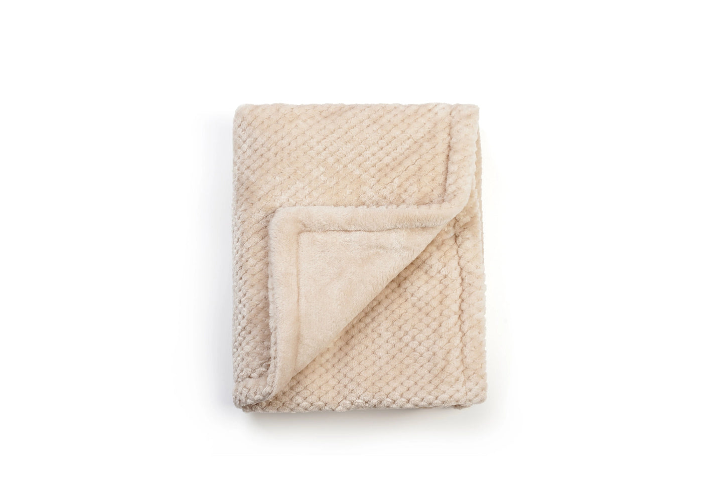 Beige blanket with textured surface on a white background