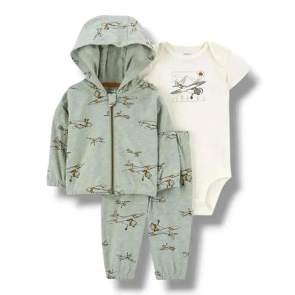 Airplane Baby Gift Set Neutral 0-3M | Outfit, Rattle, Book