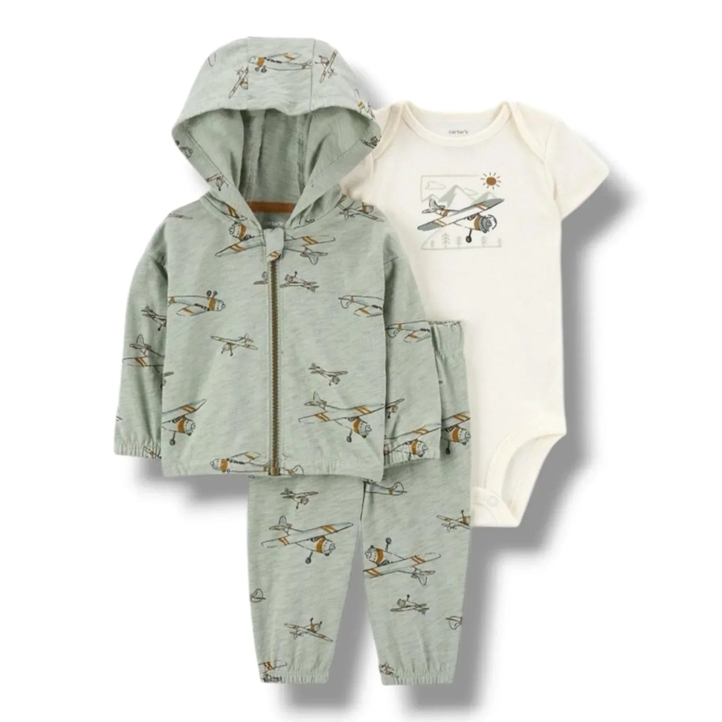 Airplane Baby Gift Set Newborn Boy 0-3M | Outfit, Rattle, Book - Hey Baby Box