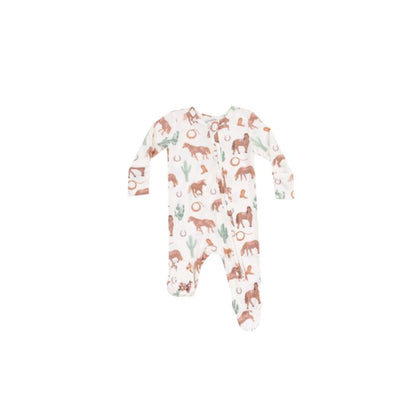 Baby onesie with animal pattern on a white background