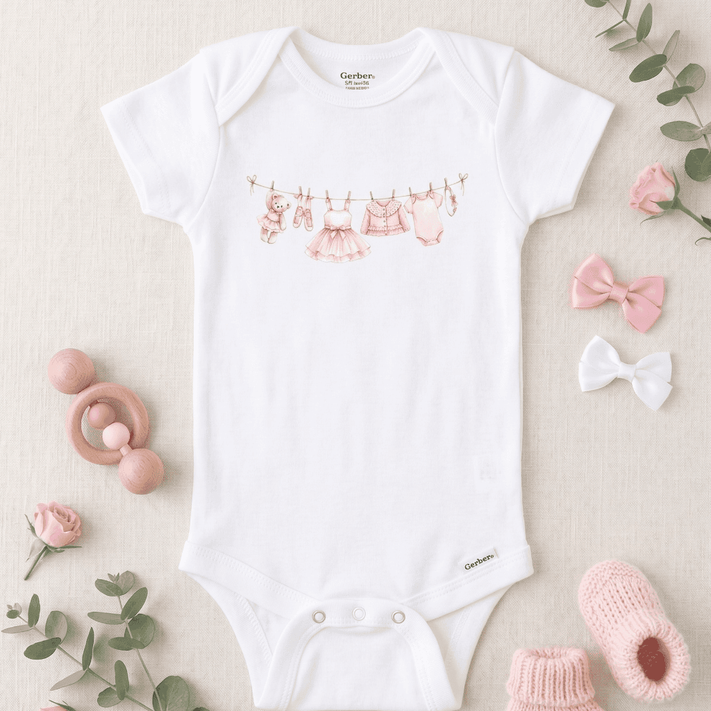 Angel Dear Bamboo Ballerina Romper 0-3M Angel Dear Tutu Twirl Bubble 0-6M Pink Stripe Ribbed Onesie 0-3M Tiny Ballerina Clothes Line Onesie 0-3M Pink Bow Pink Teether Book: "I'm a Ballerina" Little Golden Book