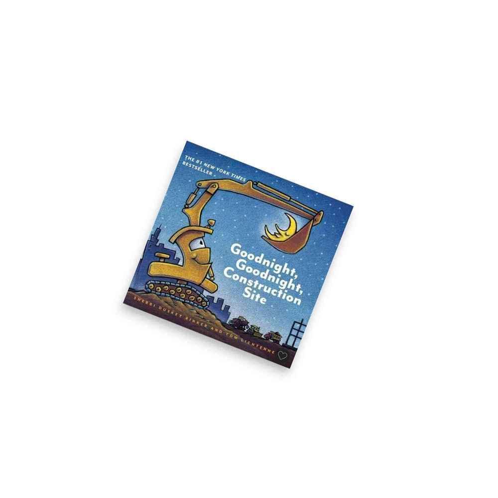 Goodnight Goodnight Construction Site board book with yellow excavator under starry sky, perfect for bedtime