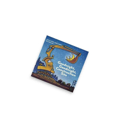 Goodnight Goodnight Construction Site board book with yellow excavator under starry sky, perfect for bedtime