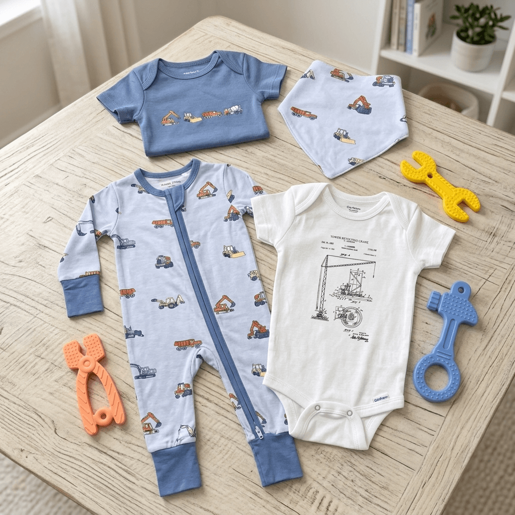 Construction gift set flat lay