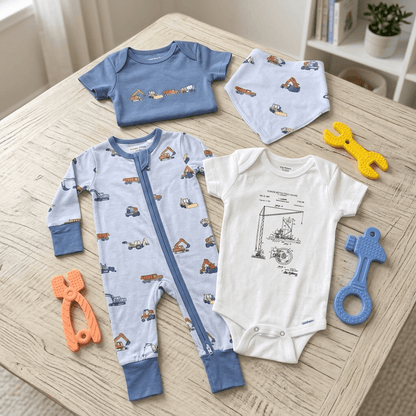 Construction gift set flat lay