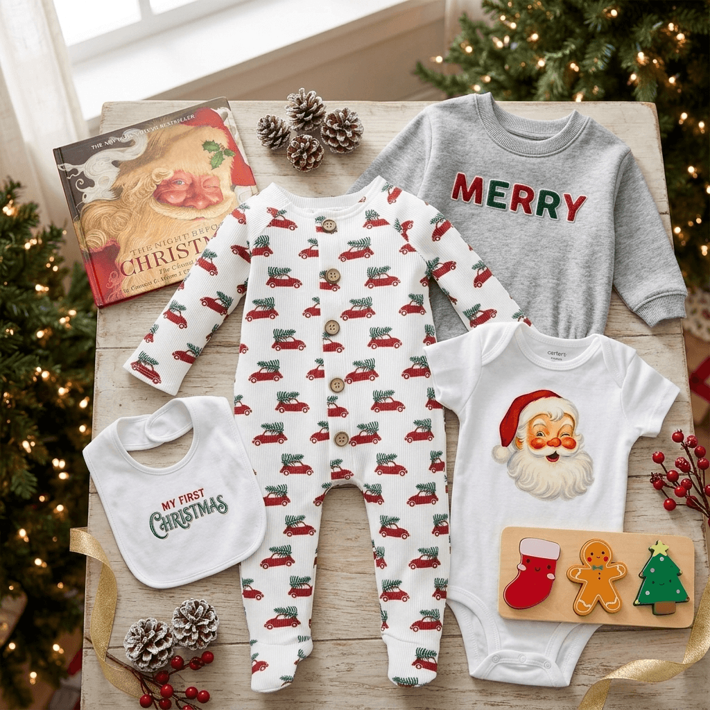 Christmas flat lay of boy clothing
