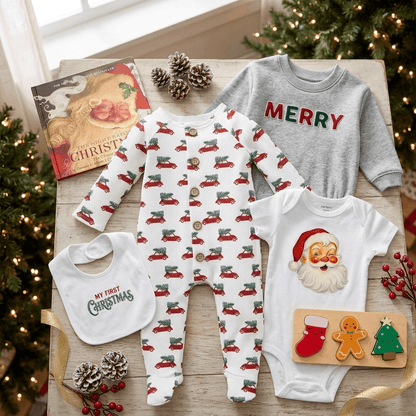 Christmas flat lay of boy clothing