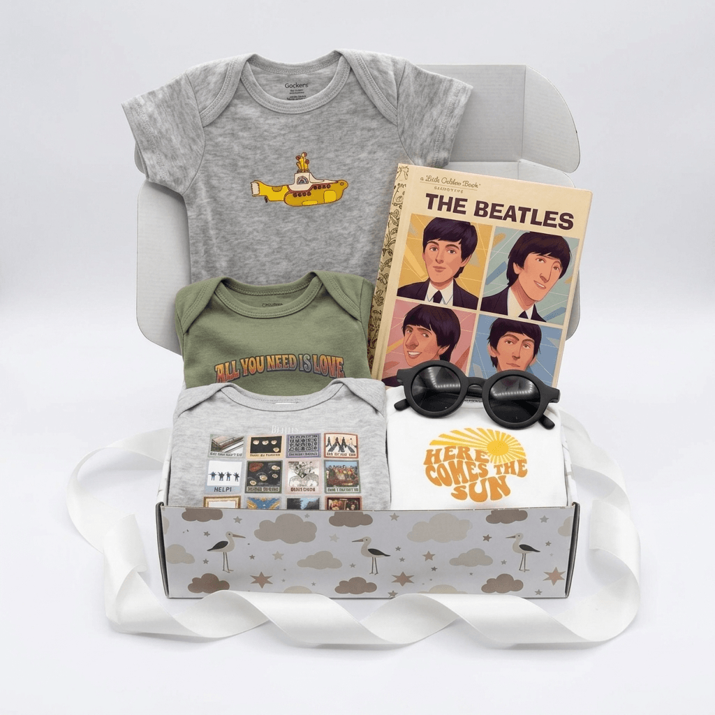 Beatles Baby Shower Gift Box | Retro 6pc Set