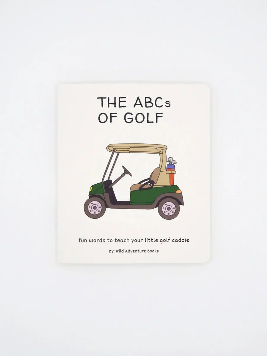 Book cover of 'The ABCs of Golf' with a golf cart illustration on a white background