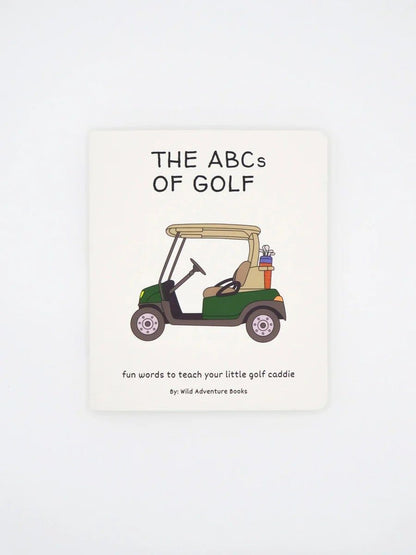 Book cover of 'The ABCs of Golf' with a golf cart illustration on a white background