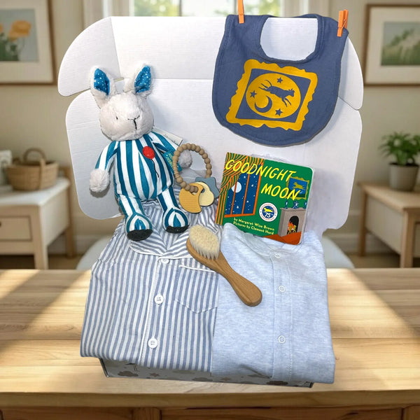 Premium Baby Gift Set Goodnight Moon Storybook Bundle Includes Soft Sleepwear Plush Bunny Toy Sensory Accessories Perfect Newborn Shower Present Classic Bedtime Story Collection Luxury Infant Essentials Peaceful Sleep Routine Bonding