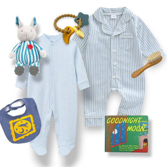Goodnight Moon Baby Bundle Classic Storybook Gift Set Premium Sleepwear Collection Cuddly Plush Bunny Toy Sensory Safe Accessories Perfect Baby Shower Present Newborn Bedtime Essentials Luxury Infant Gift Package Peaceful Evening Routine