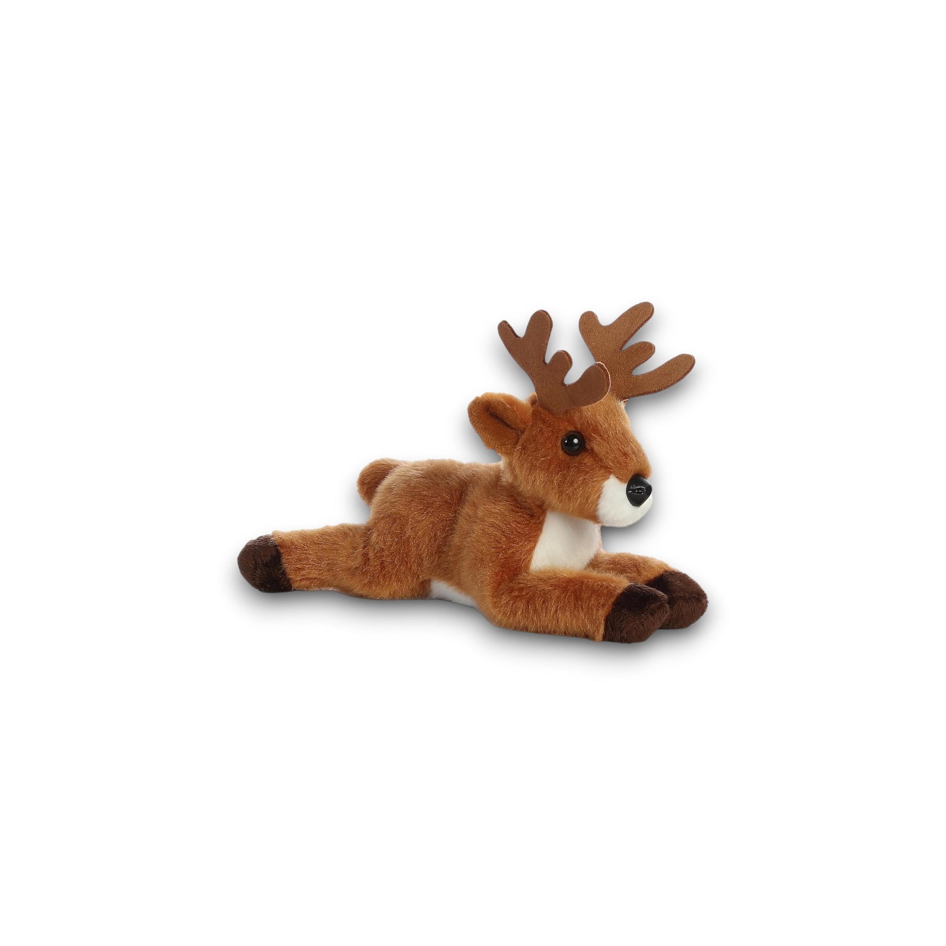 Plush deer toy on a white background