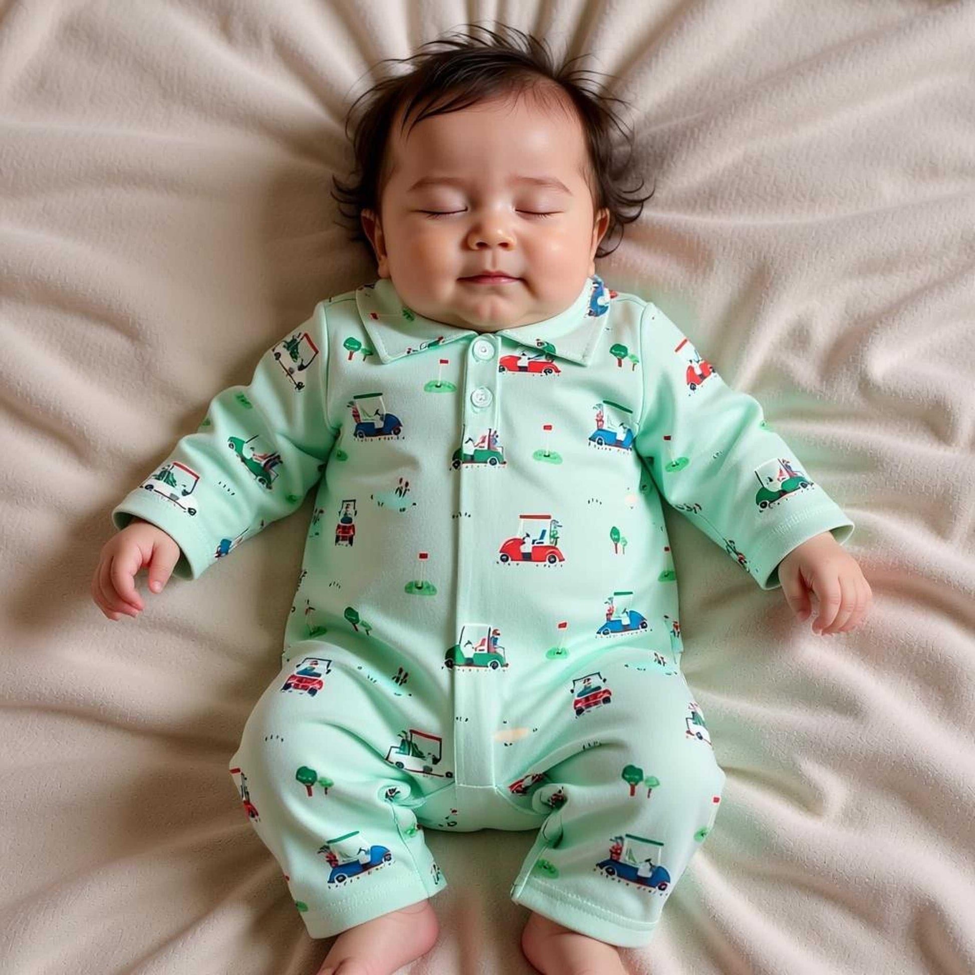 Golf Theme Romper Baby Gift Set - Collared Romper - Hey Baby Box