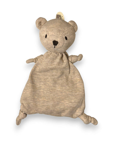 Soft beige corduroy bear lovey comforter for babies, perfect baby shower gift