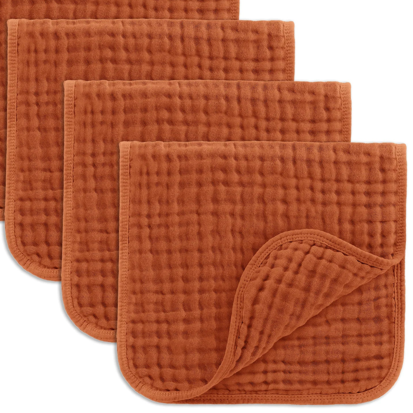 Set of orange textured cloths on a white background