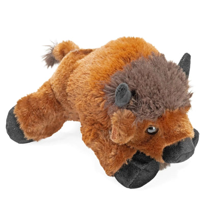 Plush toy bison on a white background