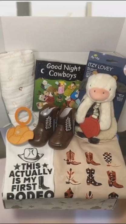 First Rodeo Baby Gift – Cowboy Baby Shower Gift Set 3–6M