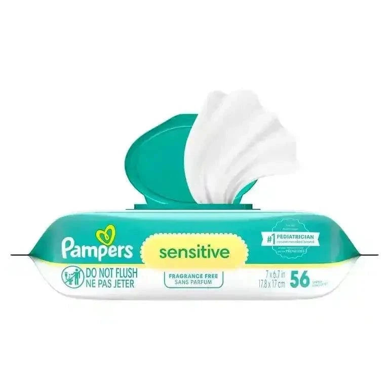 Pampers Sensitive baby wipes, fragrance-free, 56 count, gentle for newborns and sensitive skin