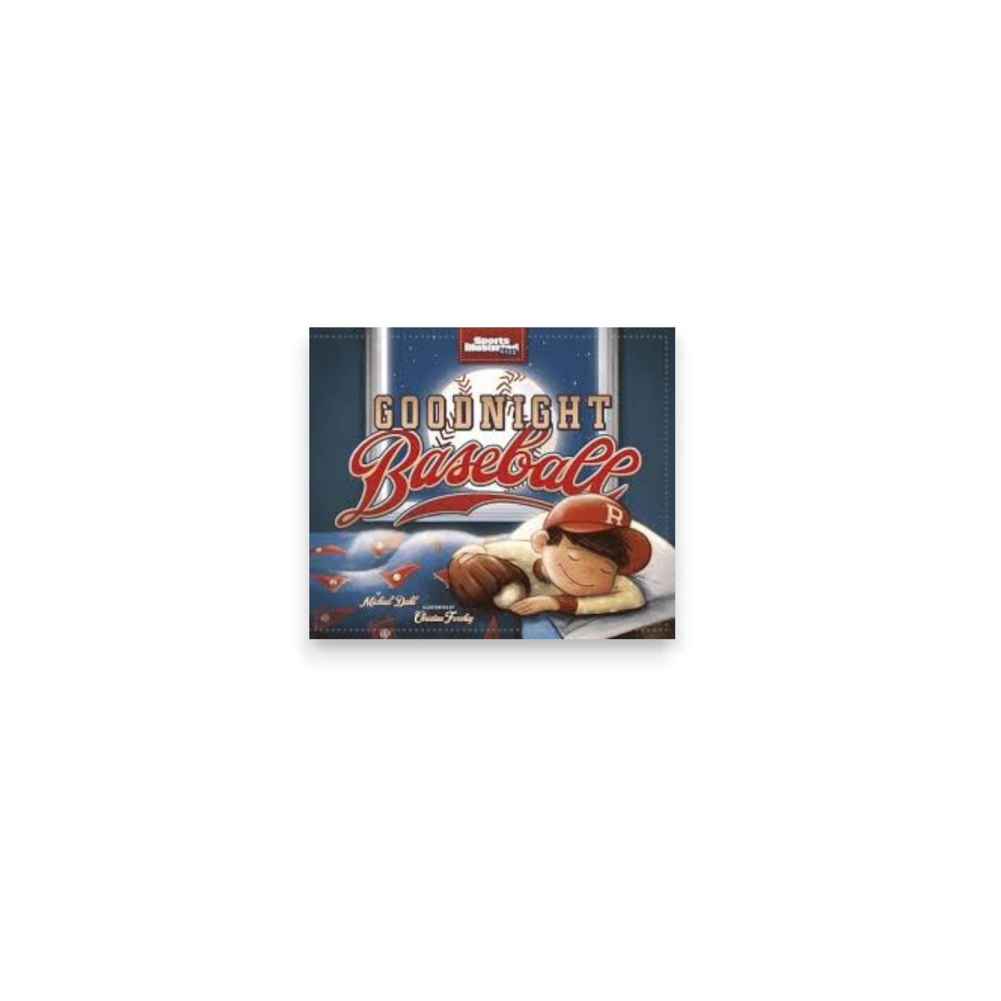 Book titled 'Goodnight Baseball' on a white background