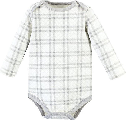 Quilted Forest Animals Onesie&nbsp;
Quilted Forest Tree Onesie
Quilted Grey Plaid Onesie
Sage Green Swaddle Blanket
Sage Green Coordinated Bear Hat
Soft Crinkle Fox Stroller Toy
Book: "My First Book of Forest Animals"