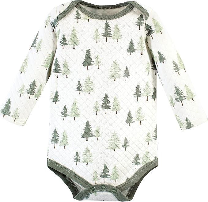 Quilted Forest Animals Onesie&nbsp;
Quilted Forest Tree Onesie
Quilted Grey Plaid Onesie
Sage Green Swaddle Blanket
Sage Green Coordinated Bear Hat
Soft Crinkle Fox Stroller Toy
Book: "My First Book of Forest Animals"